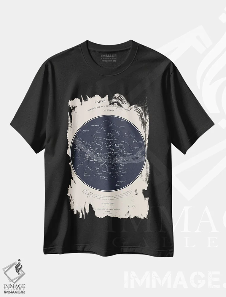 تیشرت مشکی طرح دار نقشه آسمان I، هنر دیجیتال اثر فلوران بُدار | immage.ir