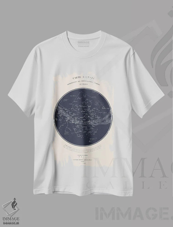 تیشرت سفید طرح دار نقشه آسمان I، هنر دیجیتال اثر فلوران بُدار | فروشگاه ایماژ