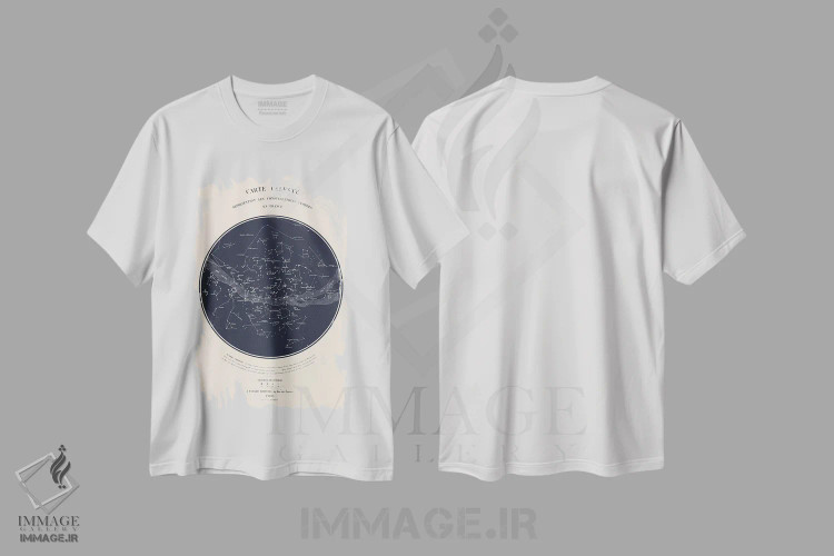 تیشرت سفید طرح دار نقشه آسمان I، هنر دیجیتال اثر فلوران بُدار | فروشگاه ایماژ