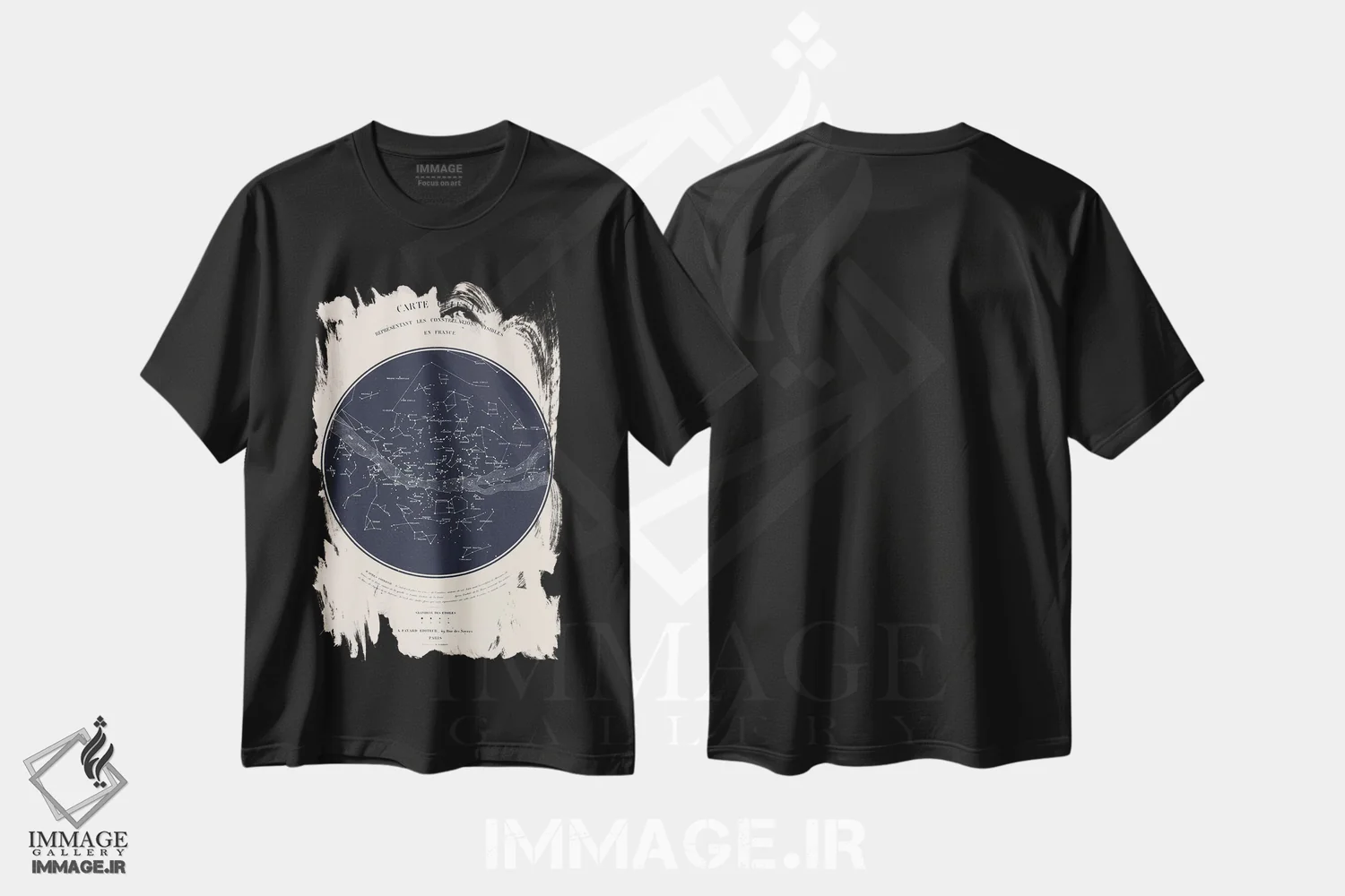 تیشرت مشکی طرح دار نقشه آسمان I، هنر دیجیتال اثر فلوران بُدار | immage.ir