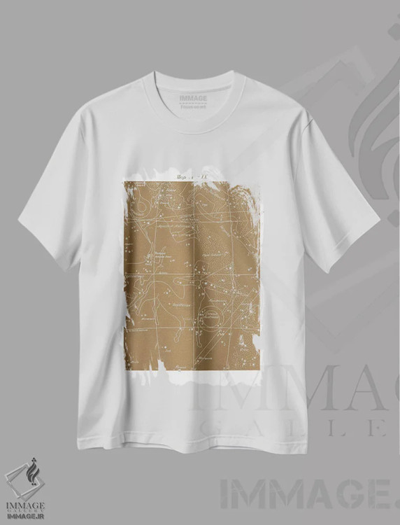 تیشرت سفید طرح دار قوس در زمینه طلایی، دکوراسیون جایگزین اثر فلوران بُدار | immage.ir