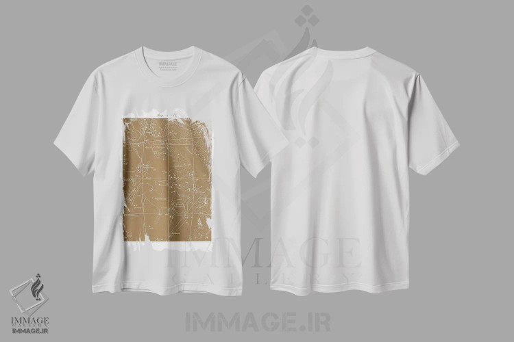 تیشرت سفید طرح دار قوس در زمینه طلایی، دکوراسیون جایگزین اثر فلوران بُدار | immage.ir