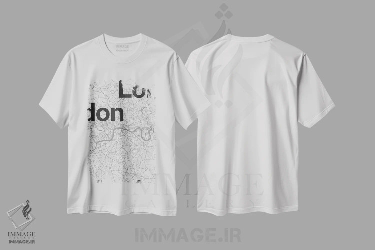 تیشرت سفید طرح دار نقشه لندن، تزئینی اثر فلوران بُدار | فروشگاه ایماژ