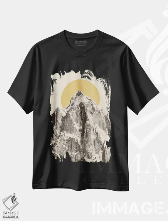 تیشرت مشکی طرح دار چشم انداز کوهستانی ۵، تزئینی اثر فلوران بُدار | immage.ir