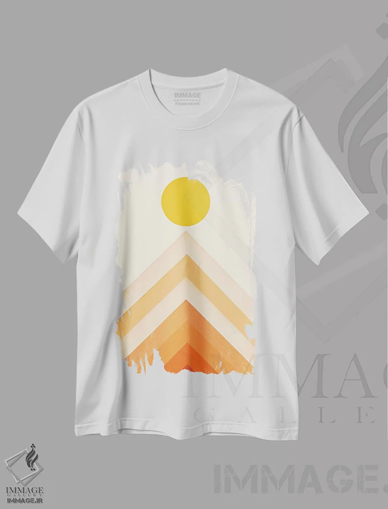 تیشرت سفید طرح دار چشم انداز کوهستانی ۴، تزئینی اثر فلوران بُدار | immage.ir