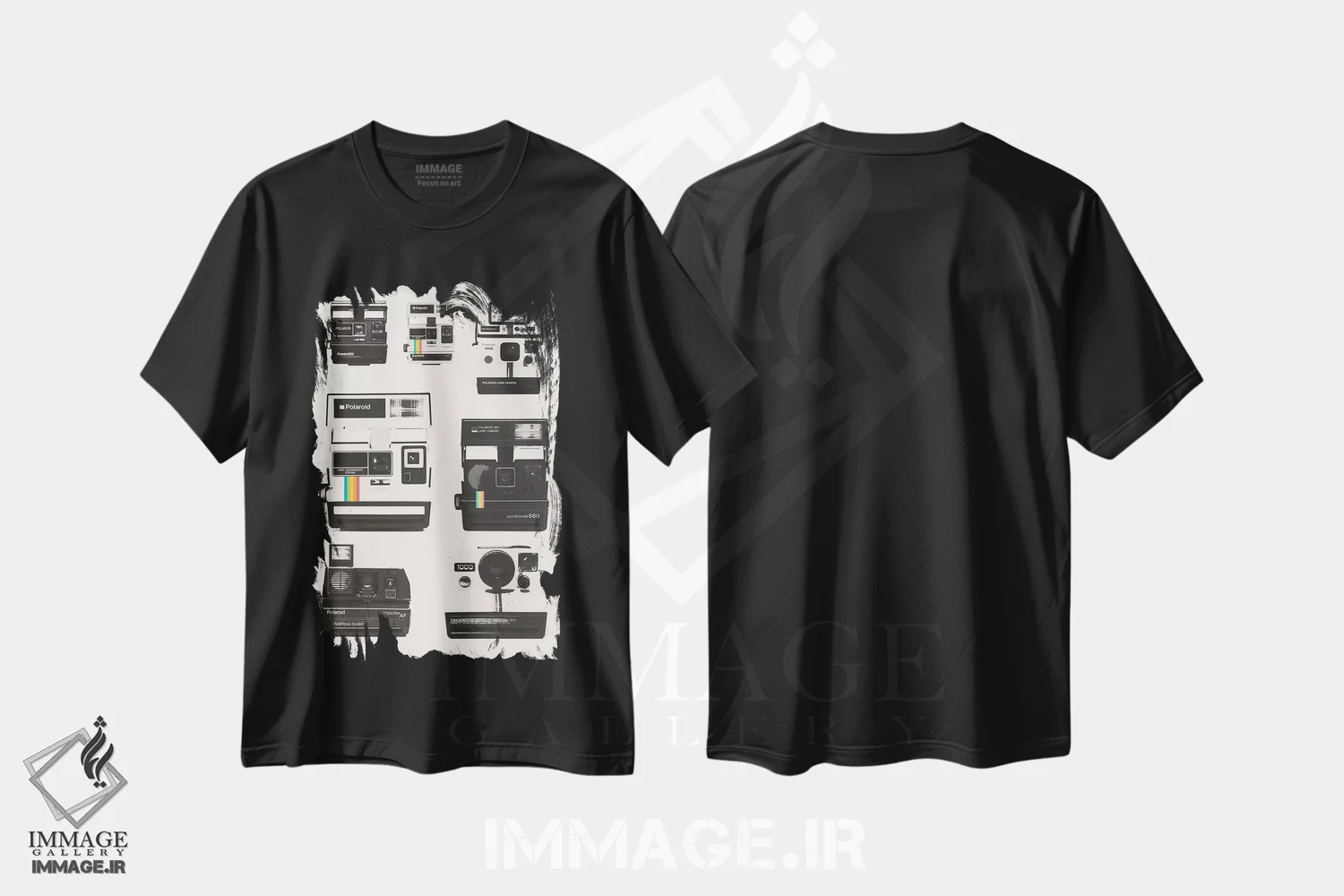 تیشرت مشکی طرح دار مجموعه دوربین فوری، تزئینی اثر فلوران بُدار | فروشگاه ایماژ