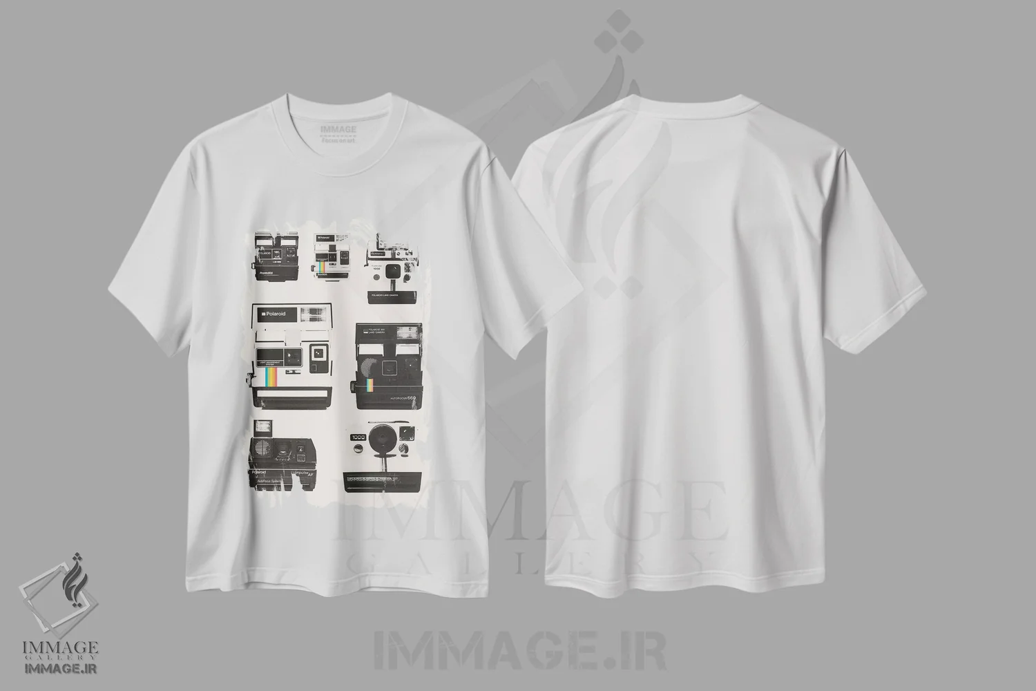 تیشرت سفید طرح دار مجموعه دوربین فوری، تزئینی اثر فلوران بُدار | immage.ir