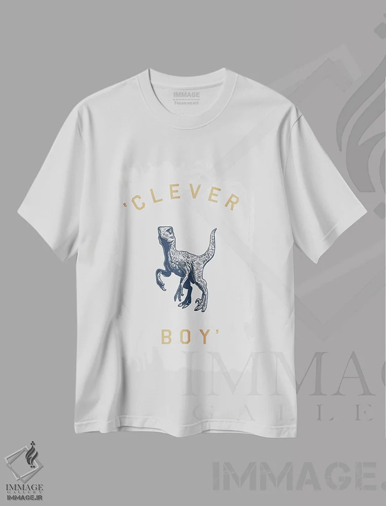 تیشرت سفید طرح دار پسر باهوش، تزئینی اثر فلوران بُدار | فروشگاه ایماژ