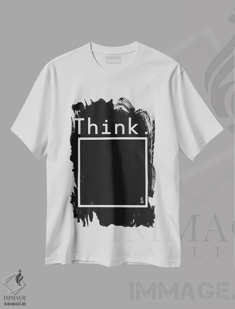 تیشرت سفید طرح دار خارج از چارچوب، هنر تزئینی سیاه و سفید اثر فلوران بُدار | فروشگاه ایماژ