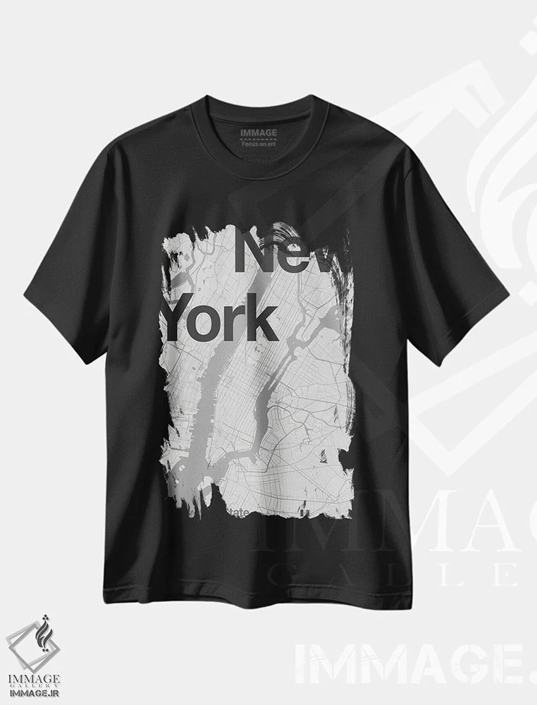 تیشرت مشکی طرح دار نیویورک، تزئینی اثر فلوران بُدار | فروشگاه ایماژ
