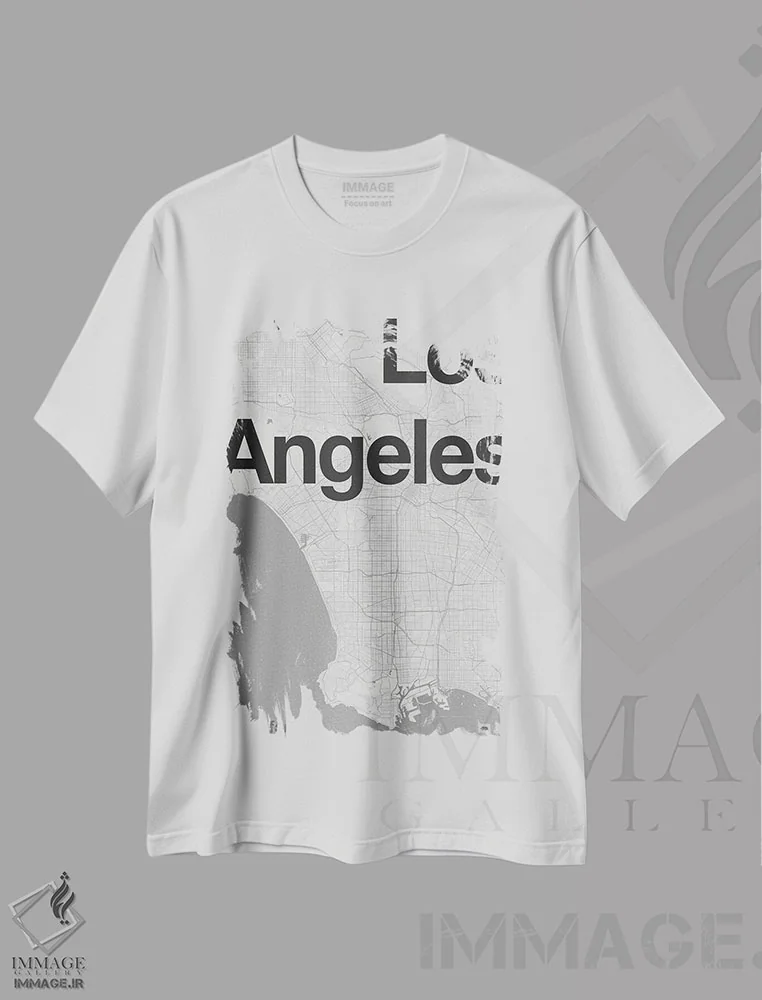 تیشرت سفید طرح دار لس آنجلس، تزئینی اثر فلوران بُدار | فروشگاه ایماژ