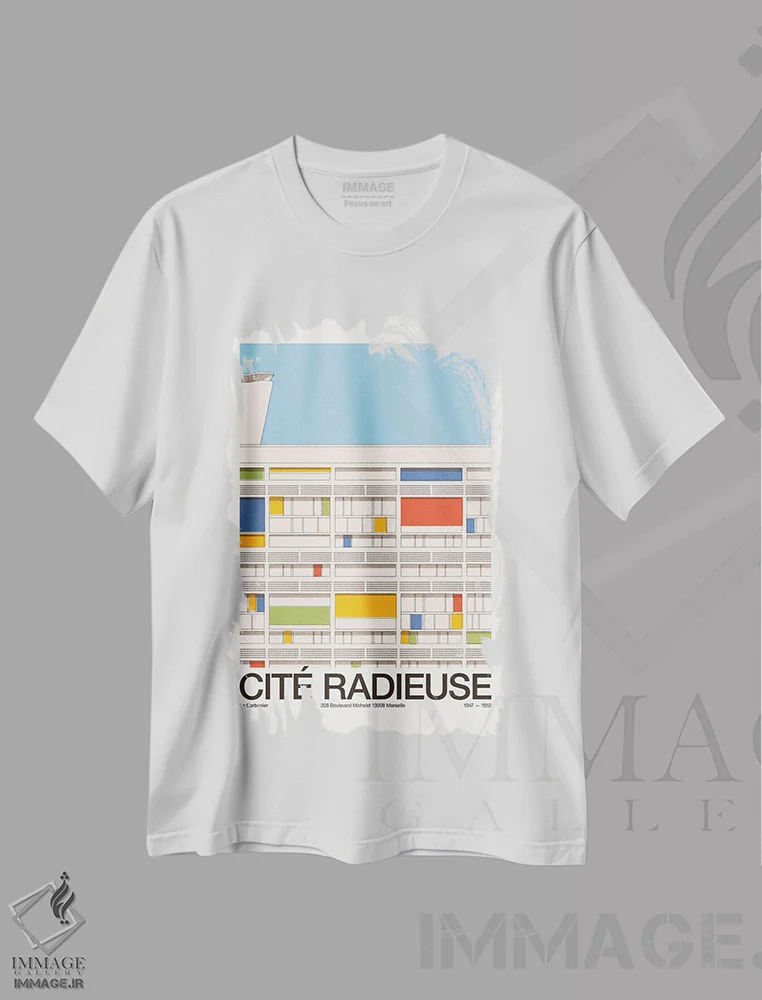 تیشرت سفید طرح دار واحد مسکونی رادیوز مارسی، هنر دیجیتال اثر فلوران بُدار | immage.ir
