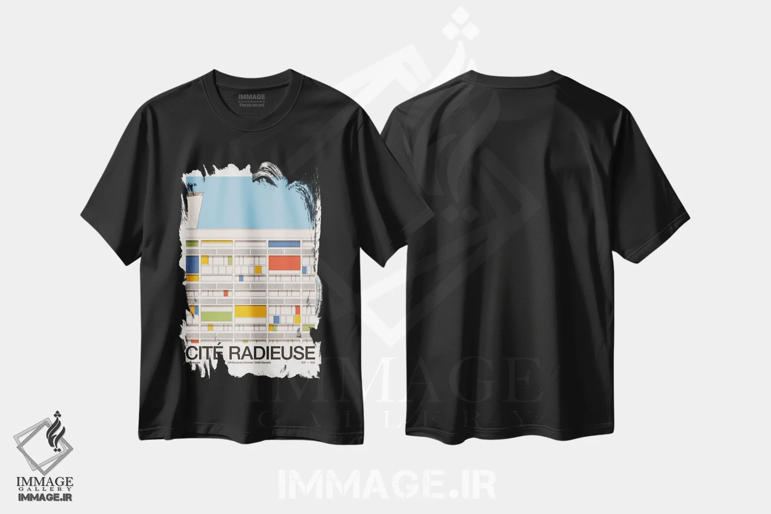 تیشرت مشکی طرح دار واحد مسکونی رادیوز مارسی، هنر دیجیتال اثر فلوران بُدار | فروشگاه ایماژ