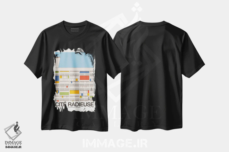 تیشرت مشکی طرح دار واحد مسکونی رادیوز مارسی، هنر دیجیتال اثر فلوران بُدار | فروشگاه ایماژ