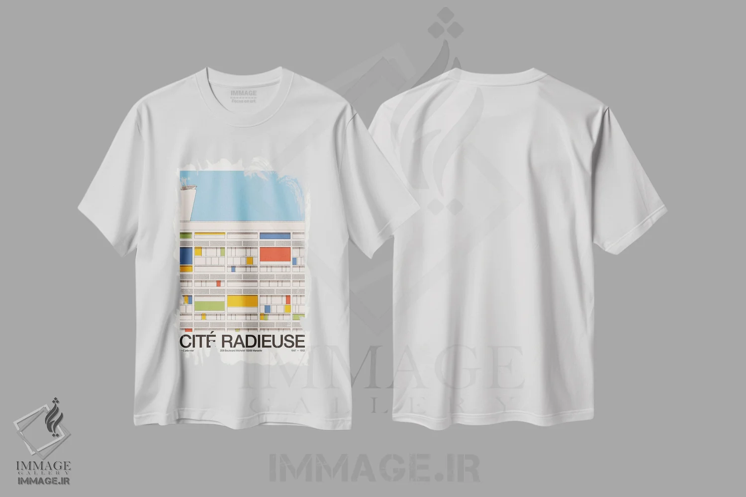 تیشرت سفید طرح دار واحد مسکونی رادیوز مارسی، هنر دیجیتال اثر فلوران بُدار | immage.ir