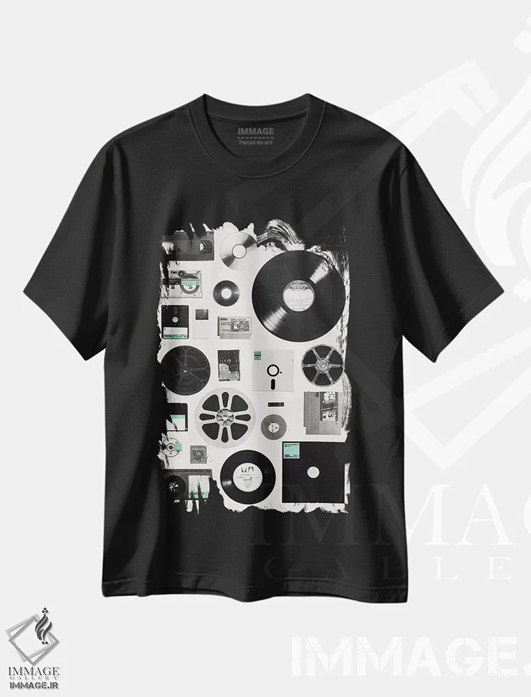 تیشرت مشکی طرح دار داده، تزئینی اثر فلوران بُدار | immage.ir