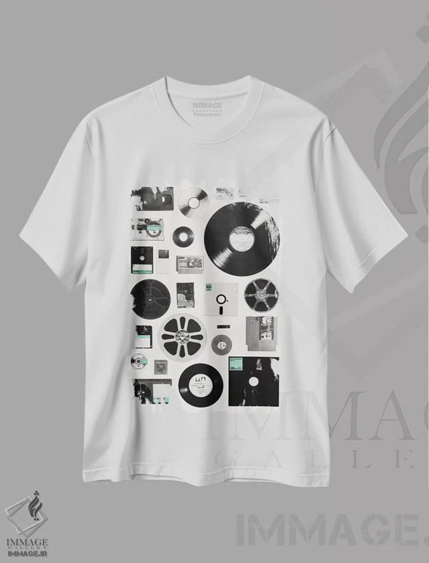 تیشرت سفید طرح دار داده، تزئینی اثر فلوران بُدار | فروشگاه ایماژ
