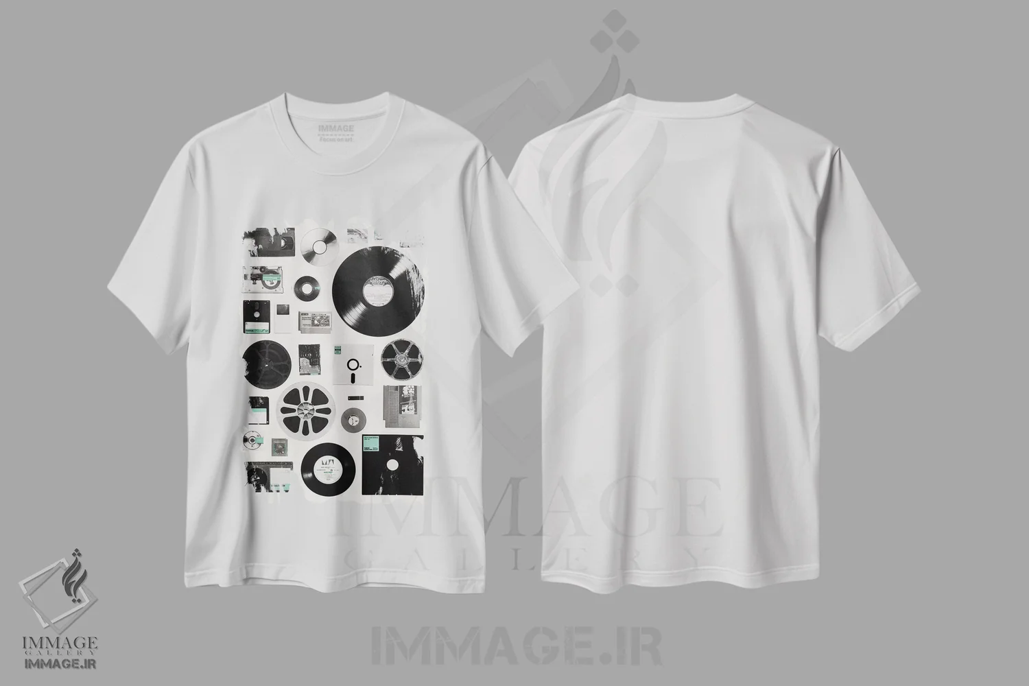 تیشرت سفید طرح دار داده، تزئینی اثر فلوران بُدار | فروشگاه ایماژ