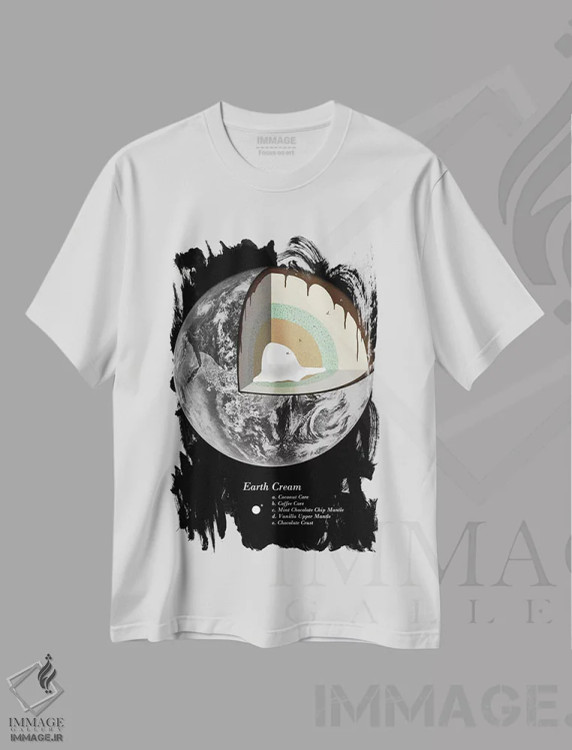 تیشرت سفید طرح دار کرم زمین، هنر دیجیتال اثر فلوران بُدار | immage.ir