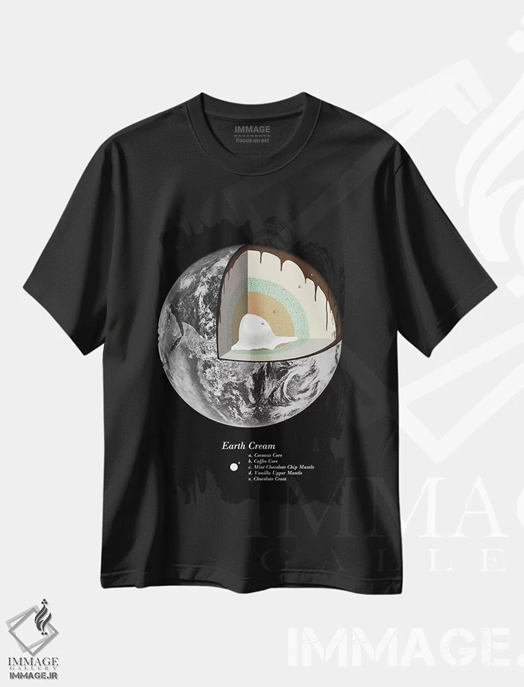 تیشرت مشکی طرح دار کرم زمین، هنر دیجیتال اثر فلوران بُدار | فروشگاه ایماژ