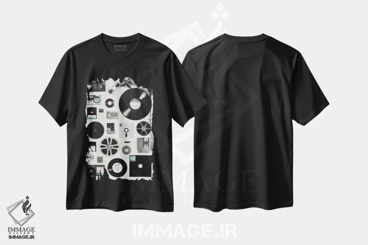 تیشرت مشکی طرح دار داده، تزئینی اثر فلوران بُدار | immage.ir