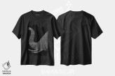 تیشرت مشکی طرح دار فیل روی زمینه سیاه، هنر تزئینی سیاه و سفید اثر فلوران بُدار | فروشگاه ایماژ