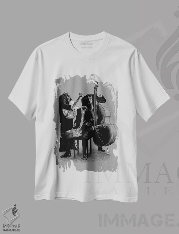تیشرت سفید طرح دار نامرئی ها، هنر دیجیتال سیاه و سفید اثر فلوران بُدار | immage.ir