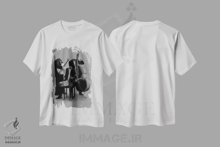 تیشرت سفید طرح دار نامرئی ها، هنر دیجیتال سیاه و سفید اثر فلوران بُدار | immage.ir
