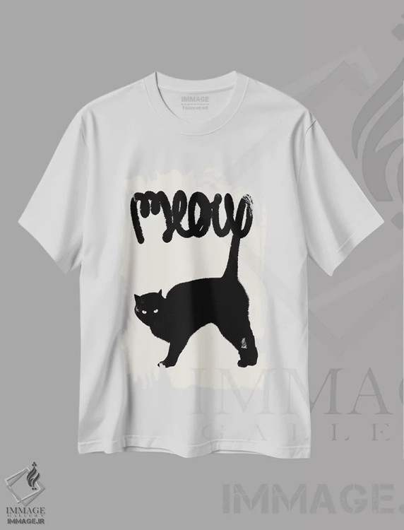 تیشرت سفید طرح دار میو، هنر دیجیتال اثر فلوران بُدار | فروشگاه ایماژ