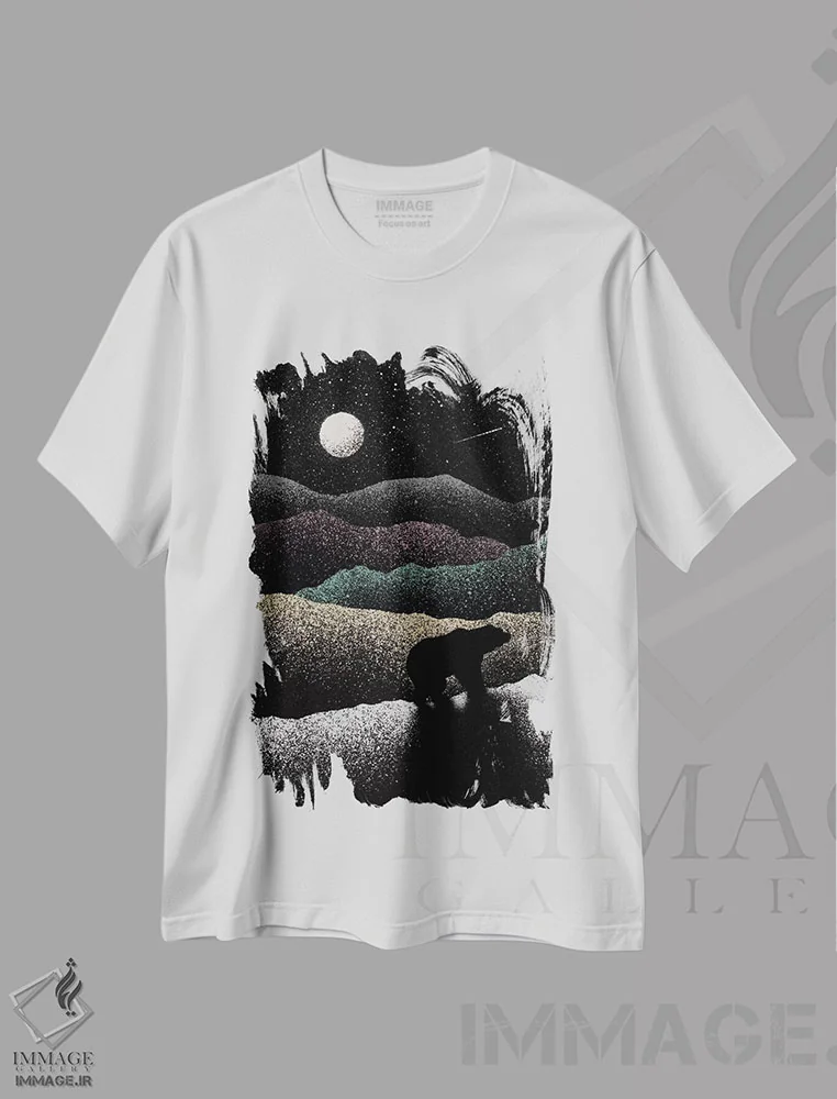 تیشرت سفید طرح دار خرس سرگردان، تزئینی اثر فلوران بُدار | فروشگاه ایماژ