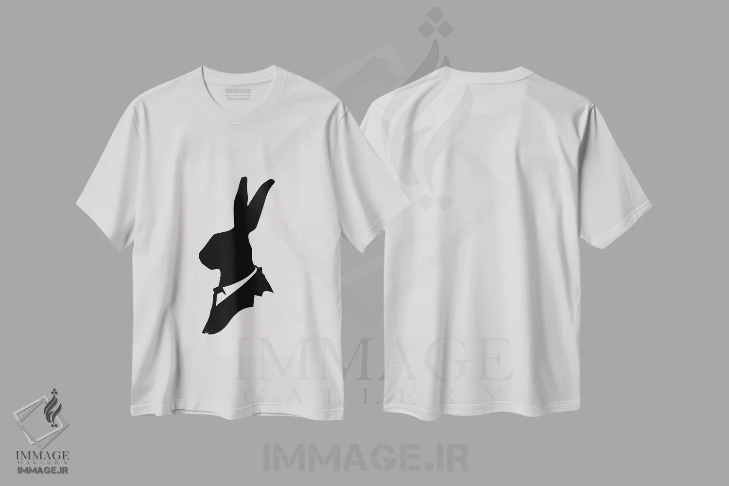 تیشرت سفید طرح دار آقای خرگوش، هنر تزئینی سیاه و سفید اثر فلوران بُدار | فروشگاه ایماژ