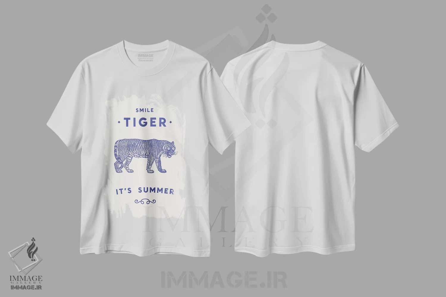 تیشرت سفید طرح دار لبخند بزن ببر، تابستان آمد، تایپوگرافی اثر فلوران بُدار | فروشگاه ایماژ