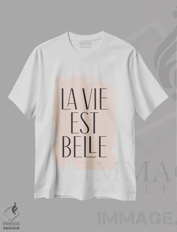 تیشرت سفید طرح دار زندگی زیباست، تزئینی اثر فلاور لاو چایلد | immage.ir