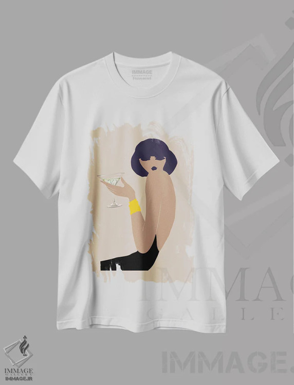 تیشرت سفید طرح دار کوکتل، تزئینی اثر فلاور لاو چایلد | فروشگاه ایماژ