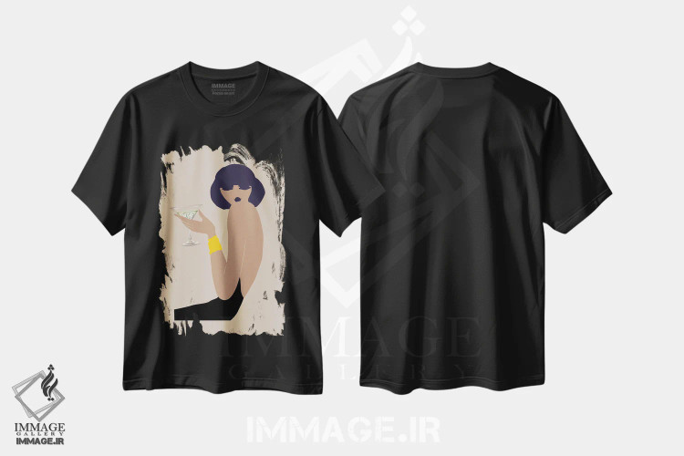 تیشرت مشکی طرح دار کوکتل، تزئینی اثر فلاور لاو چایلد | immage.ir