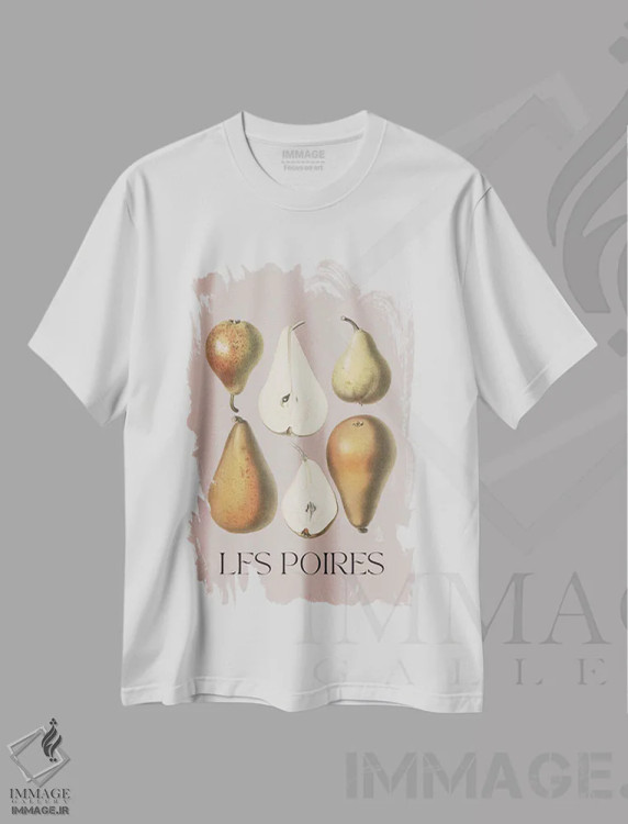 تیشرت سفید طرح دار گلابی ها، تزئینی اثر فلاور لاو چایلد | فروشگاه ایماژ