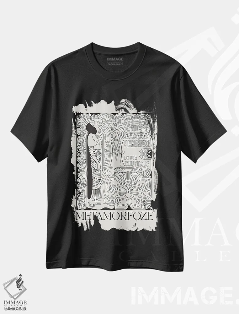 تیشرت مشکی طرح دار دگرگونی، تزئینی اثر فلاور لاو چایلد | immage.ir