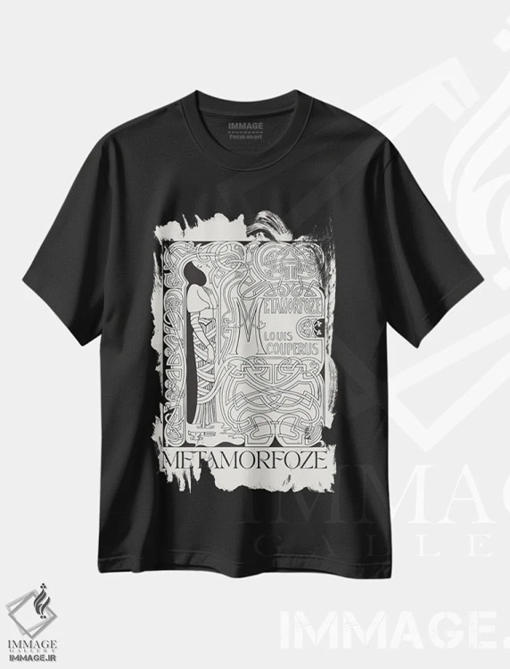 تیشرت مشکی طرح دار دگرگونی، تزئینی اثر فلاور لاو چایلد | immage.ir