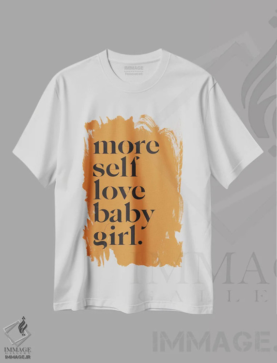 تیشرت سفید طرح دار عشق به خود بیشتر، تزئینی اثر فلاور لاو چایلد | فروشگاه ایماژ