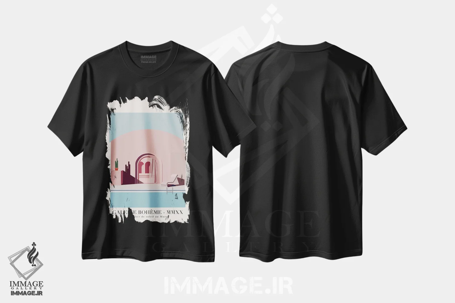 تیشرت مشکی طرح دار غروب مراکشی، دکور آفریقایی اثر فلاور لاو چایلد | immage.ir