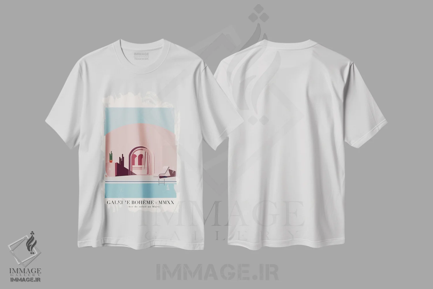 تیشرت سفید طرح دار غروب مراکشی، دکور آفریقایی اثر فلاور لاو چایلد | فروشگاه ایماژ