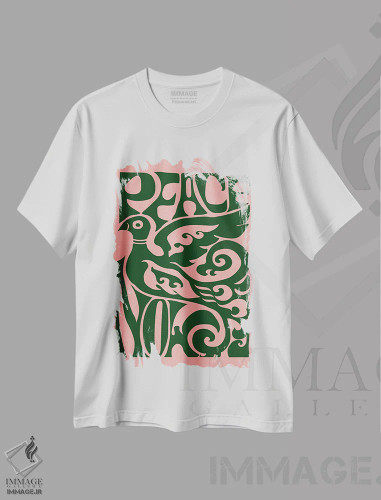 تیشرت سفید طرح دار صلح اکنون صورتی، تزئینی اثر فلاور لاو چایلد | فروشگاه ایماژ
