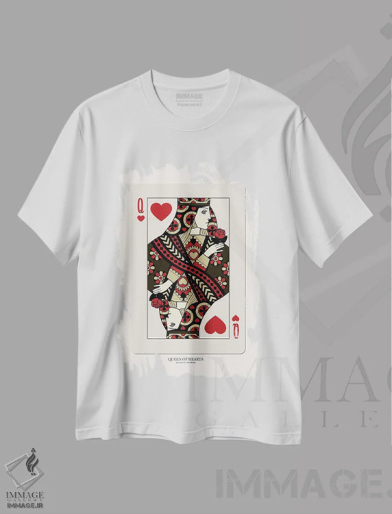 تیشرت سفید طرح دار ملکه قلب ها، تزئینی اثر فلاور لاو چایلد | immage.ir