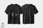 تیشرت مشکی طرح دار چرخه های مقدس، هنر تزئینی سیاه و سفید اثر فلاور لاو چایلد | فروشگاه ایماژ