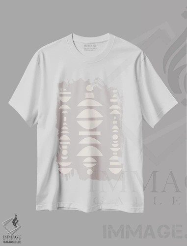 تیشرت سفید طرح دار خوش فرم، آبستره اثر فلاور لاو چایلد | فروشگاه ایماژ