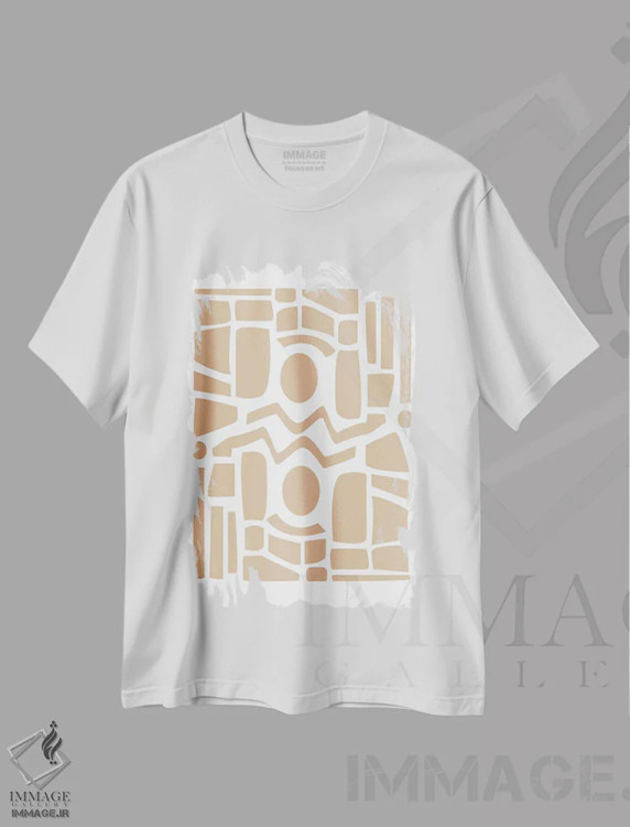 تیشرت سفید طرح دار آزتک، آبستره اثر فلاور لاو چایلد | immage.ir