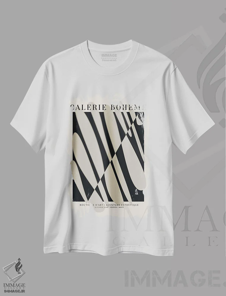 تیشرت سفید طرح دار موج، دکور بوهمی اثر فلاور لاو چایلد | immage.ir