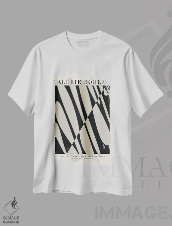 تیشرت سفید طرح دار موج، دکور بوهمی اثر فلاور لاو چایلد | immage.ir