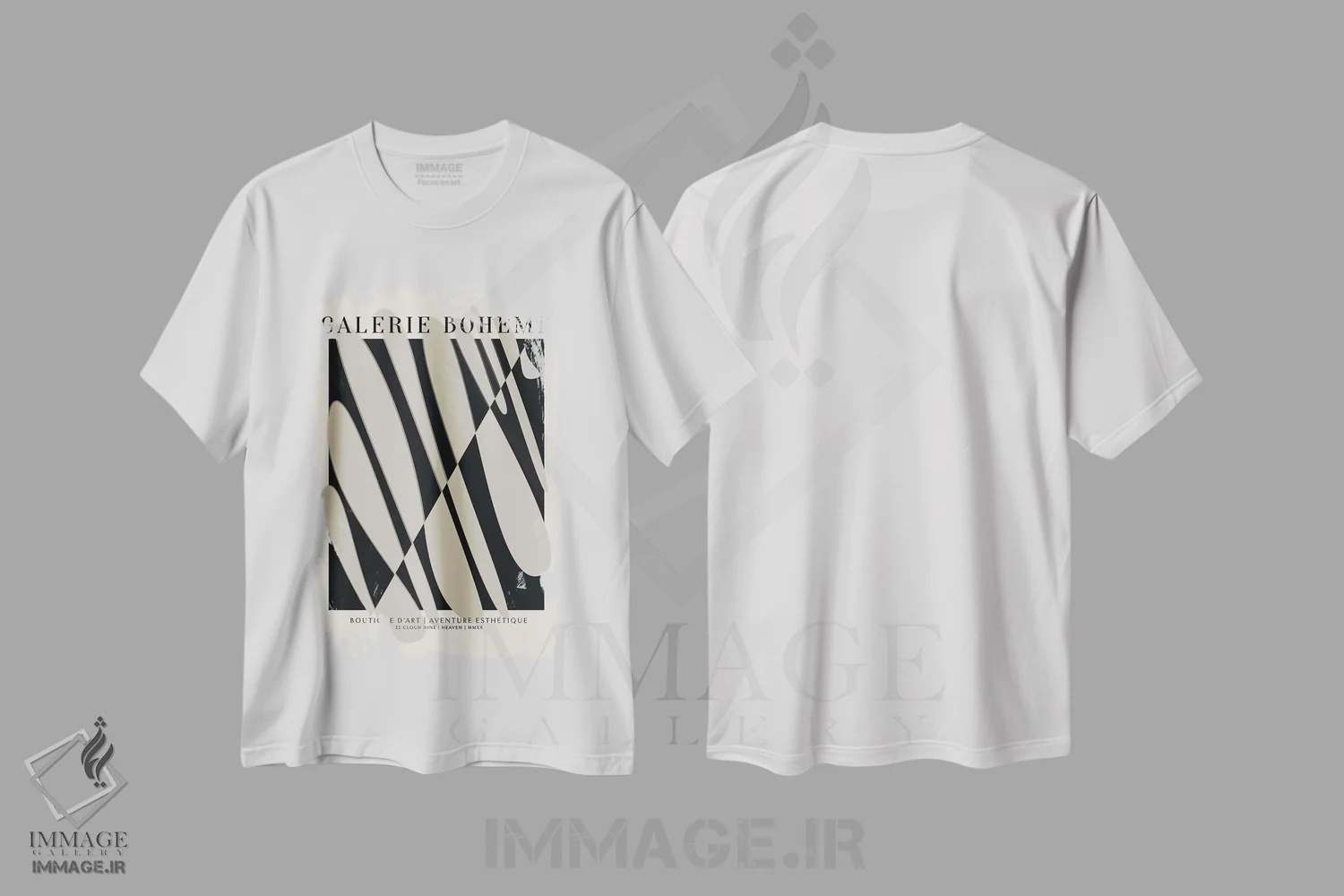 تیشرت سفید طرح دار موج، دکور بوهمی اثر فلاور لاو چایلد | immage.ir