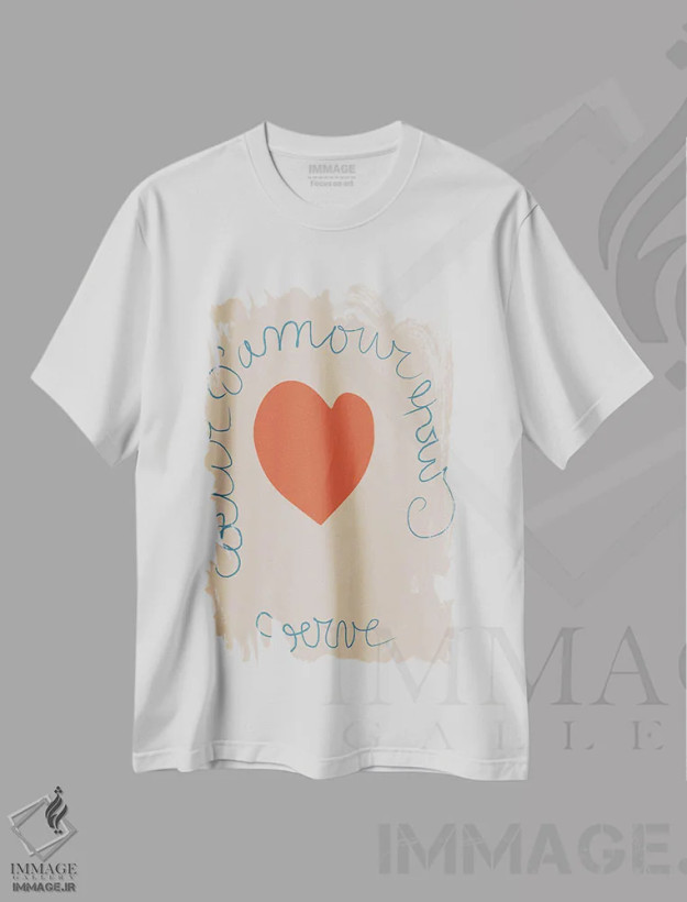 تیشرت سفید طرح دار قلب، تزئینی اثر فلاور لاو چایلد | فروشگاه ایماژ